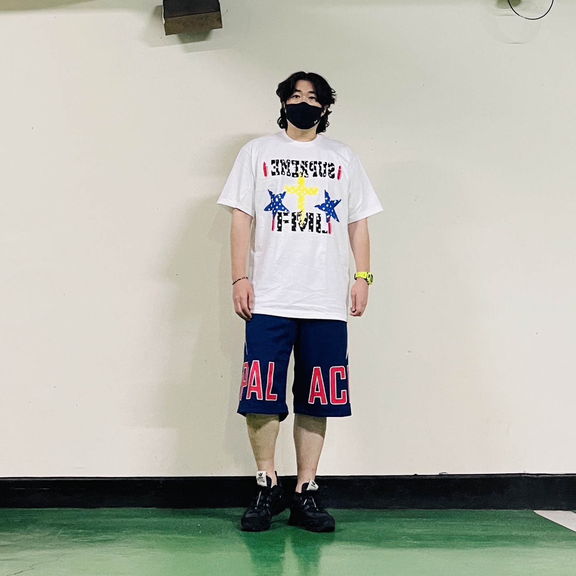 Adidas x Song for the Mute Shadowturf Core Black Night Grey, Palace Lightning Basketball Short Navy Red - 26SS 착용 스타일 - 5