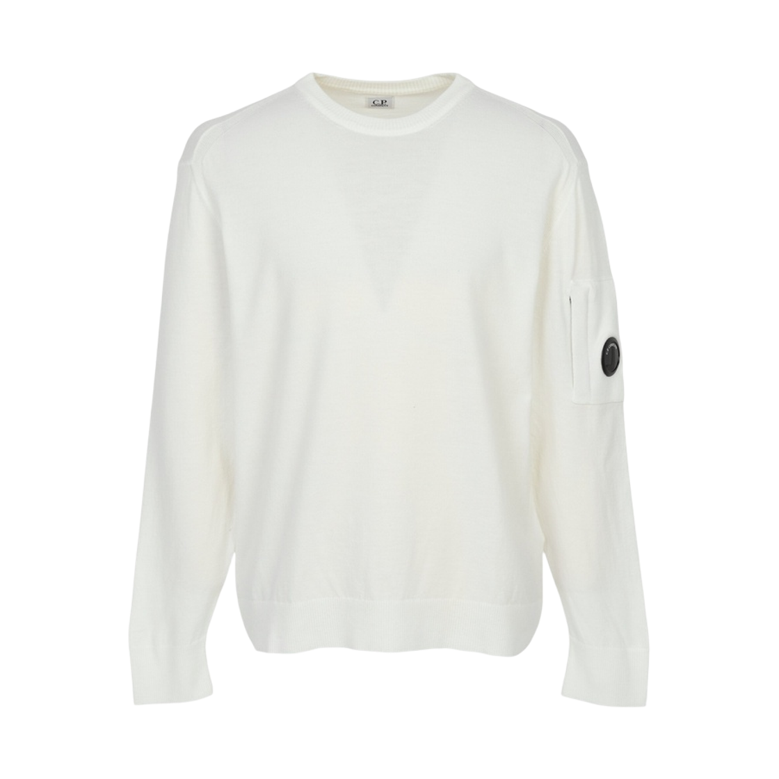 21CMKN069A005528A103 C.P. Company Lens Wappen Crewneck Knit Gauze White - 26FW
