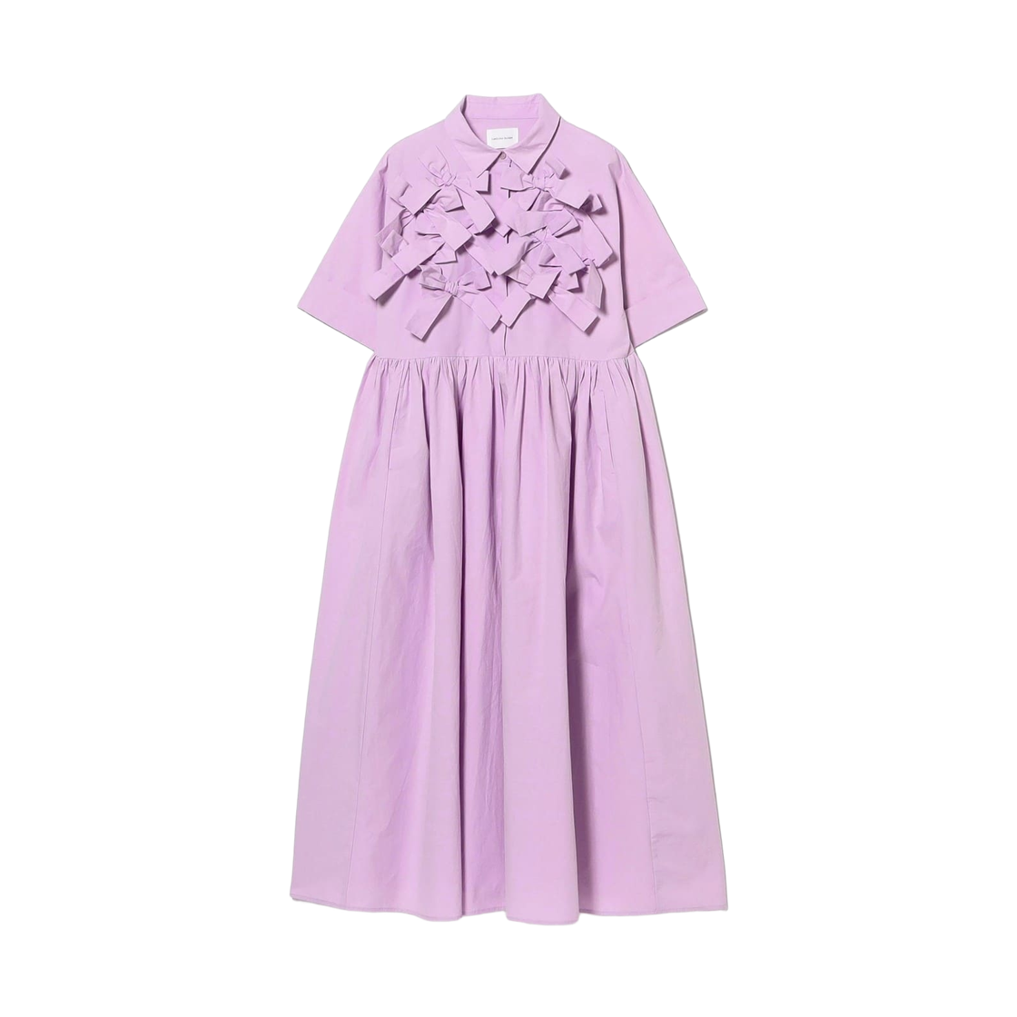 62-26-0316-438 (W) Carolina Glaser Ribbon Filled Cotton Shirt Dress Lavender