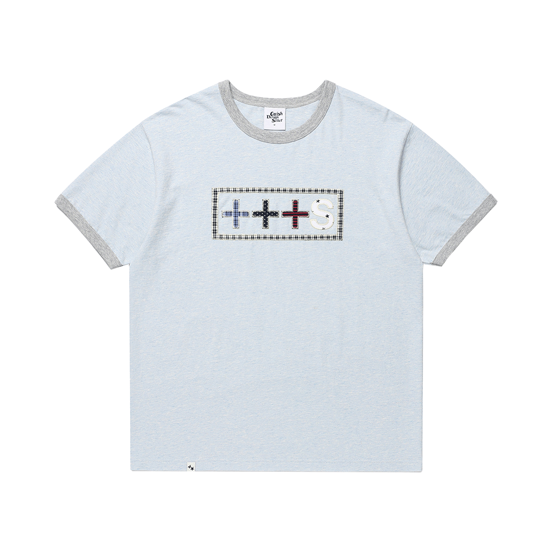 [KREAM 단독] 카비시 x 하현상 아플리케 로고 링거 티 블루([KREAM 단독] CAVISH × Ha Hyun Sang Applique Logo Ringer Tee Blue)