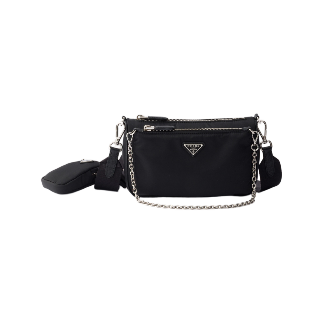 1BH230-R064-F0002 Prada Re-Nylon and Saffiano Leather Mini Shoulder Bag Black