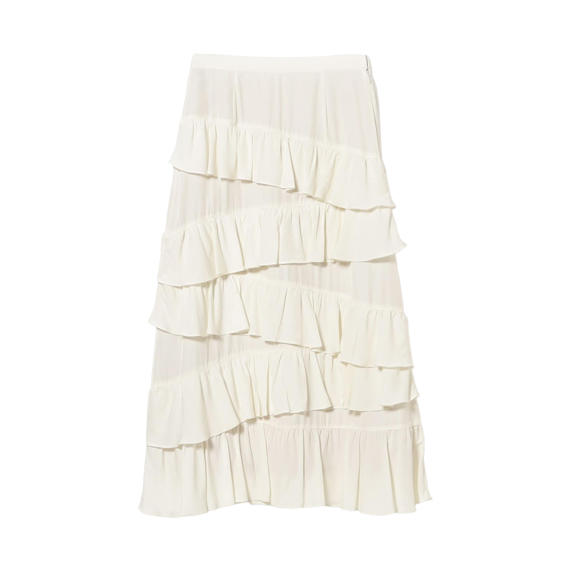 (W) 레이 빔즈 어시메트리컬 프릴 티어드 스커트 오프 화이트((W) Ray Beams Asymmetrical Frill Tiered Skirt Off White) - 1