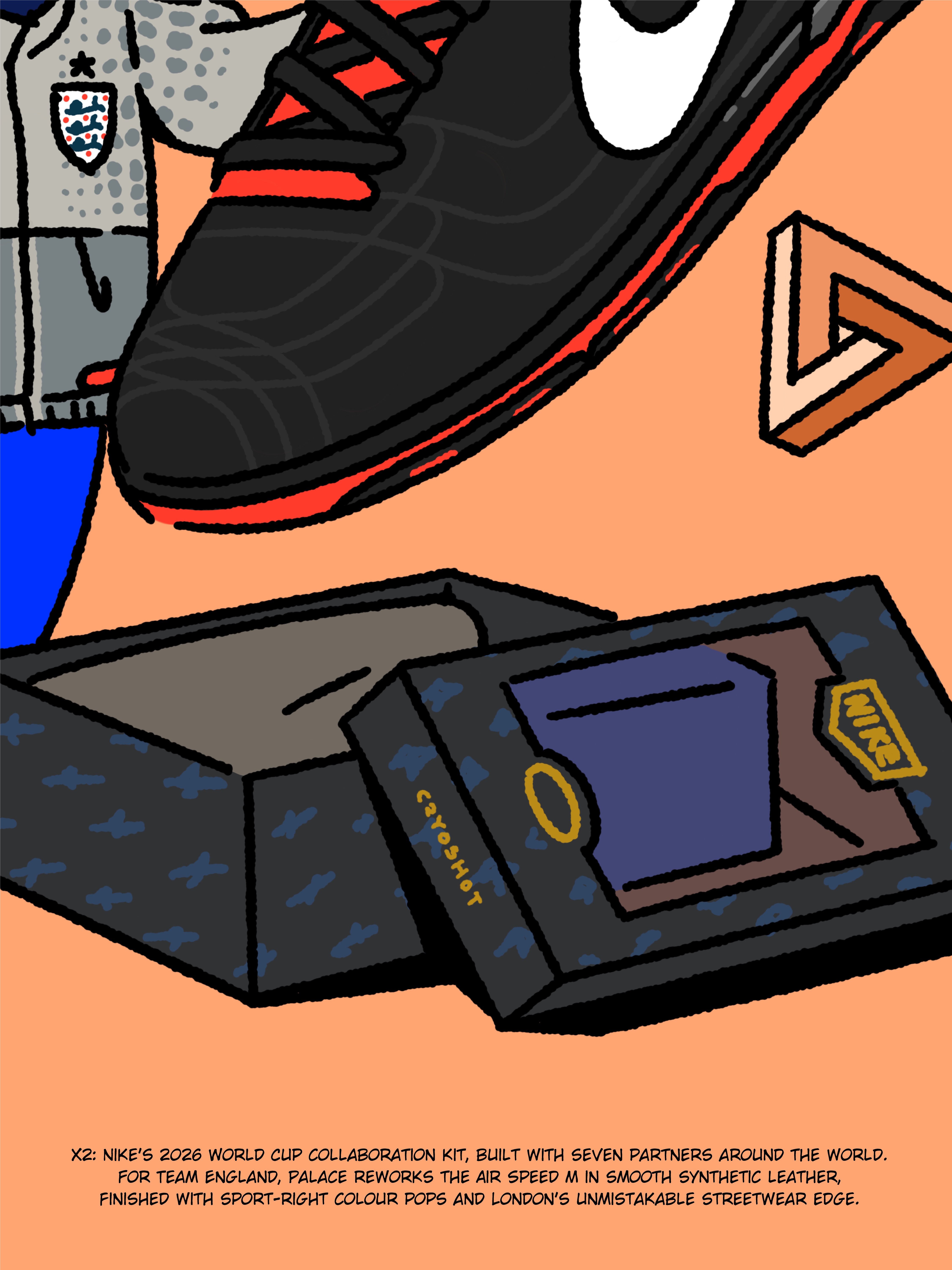 Nike x Palace Cryoshot Air Speed M Black and Crimson, Palace x Nike England Track Jacket Pewter Grey Cool Grey 착용 스타일 - 4