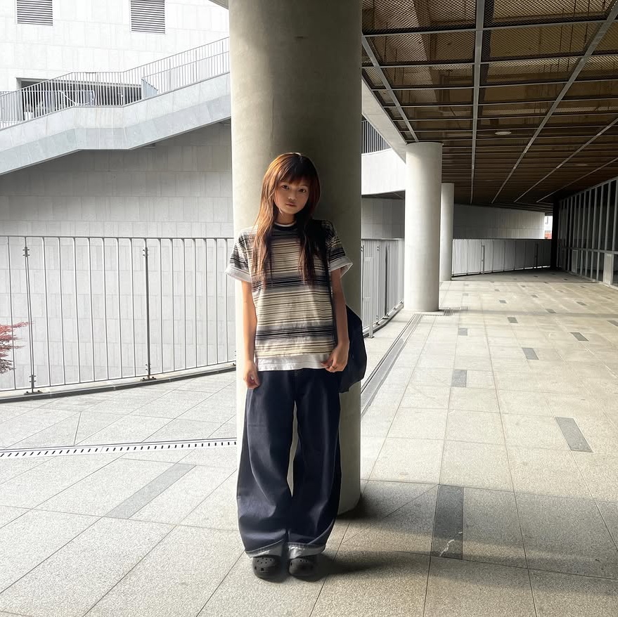 SPORT CHAMBER Glitch T-shirt GRAY 착용 스타일 - 4