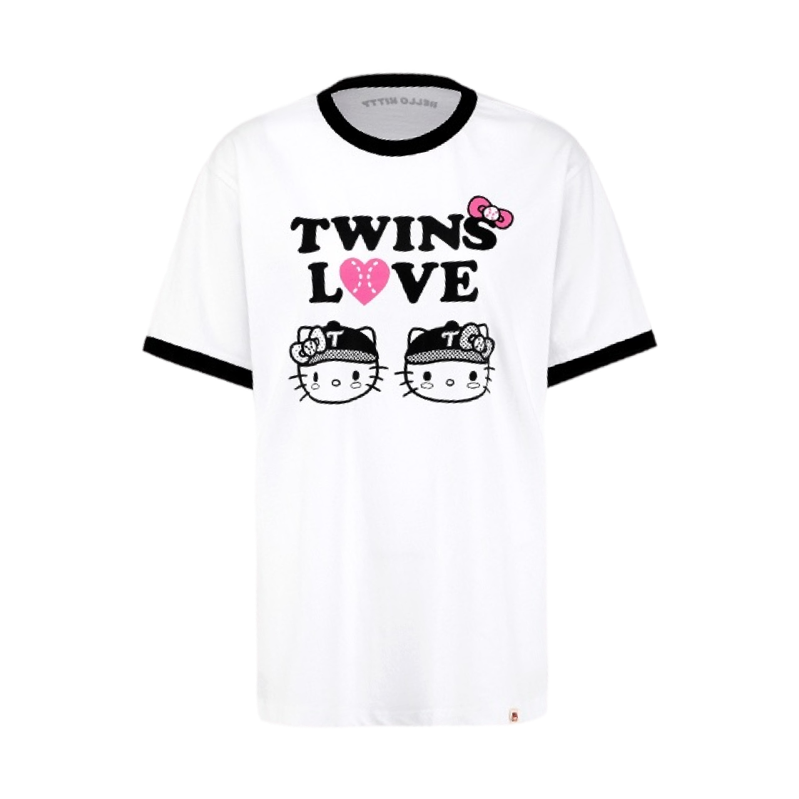 LG 트윈스 x 태닝 헬로 키티 러브 트윈 링거 티셔츠 화이트(LG Twins x Tanning Hello Kitty Love Twins Ringer T-Shirt White) - 1