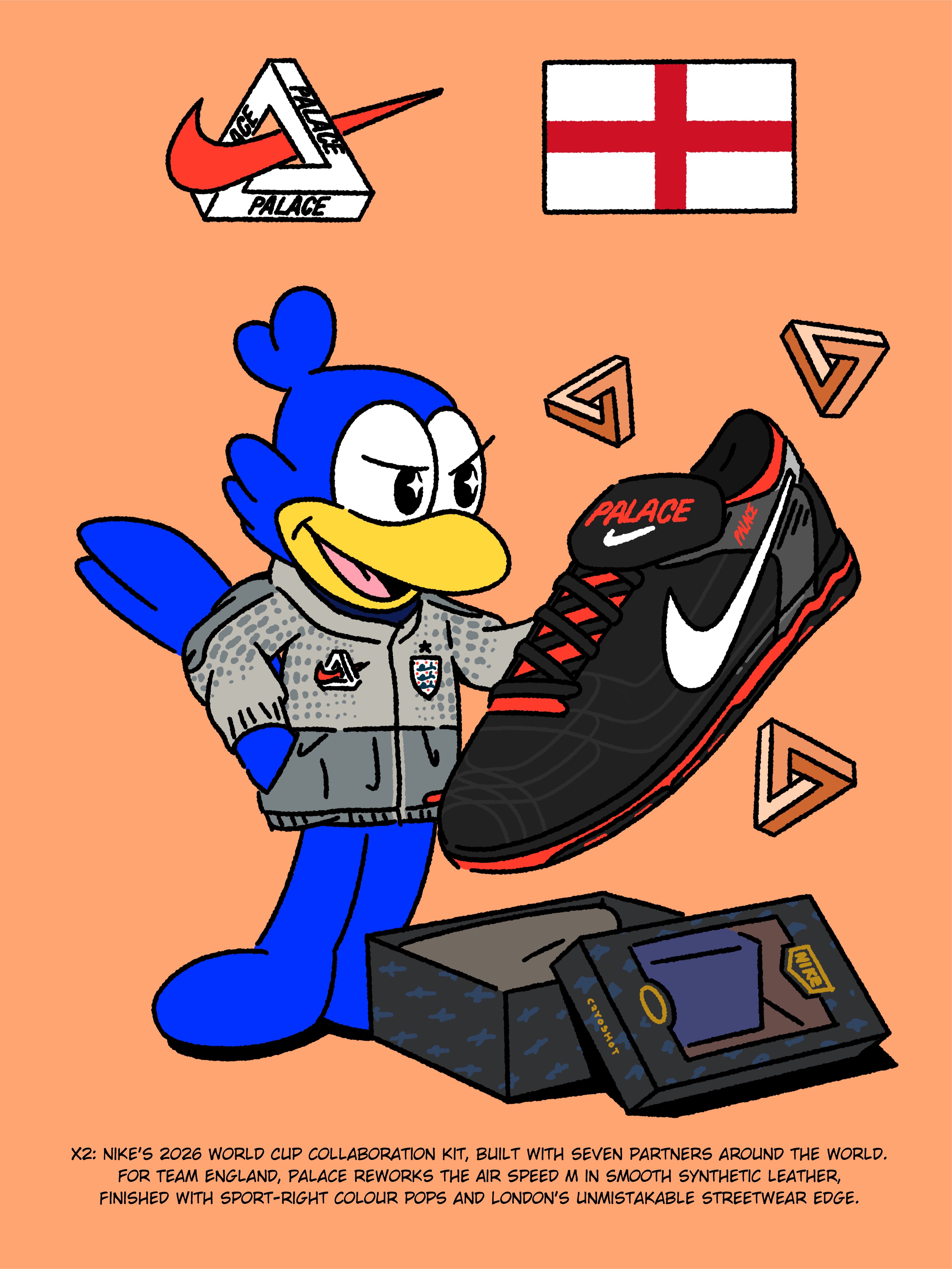 Nike x Palace Cryoshot Air Speed M Black and Crimson, Palace x Nike England Track Jacket Pewter Grey Cool Grey 착용 스타일 - 1