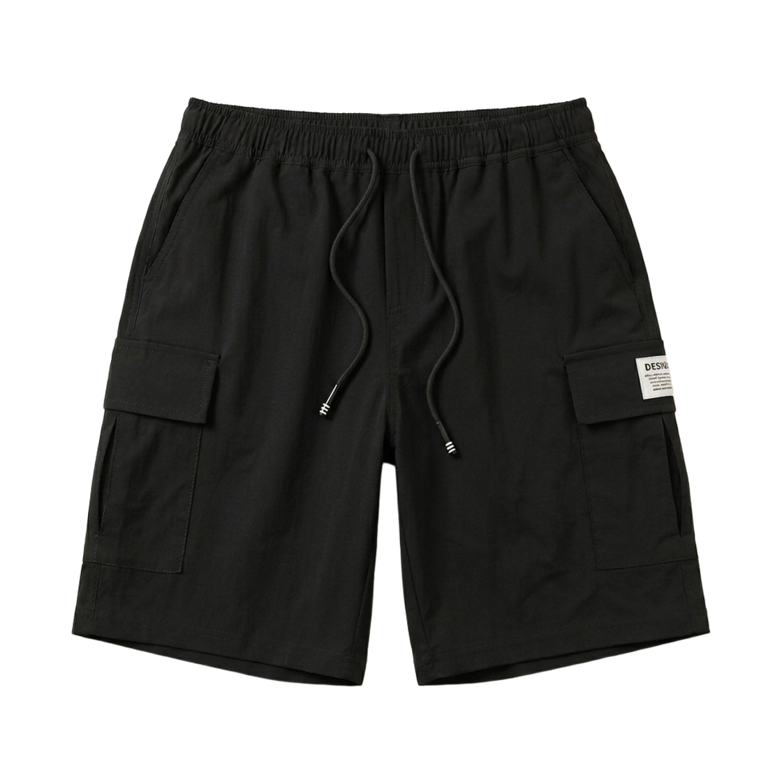 지크립 스트링 밴딩 라벨 플랩포켓 카고 반바지 블랙(GCLIP String Banding Label Flap Pocket Cargo Shorts Black) - 1