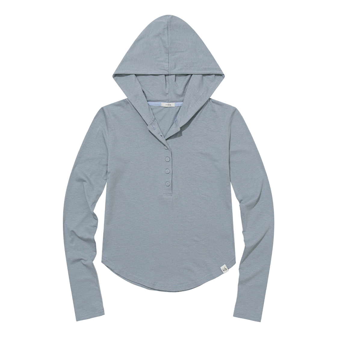 어글리쉐도우 슬림 롱 버튼 후디 탑(블루)(Uglyshadow Slim Long Button Hoodie Top(Blue))