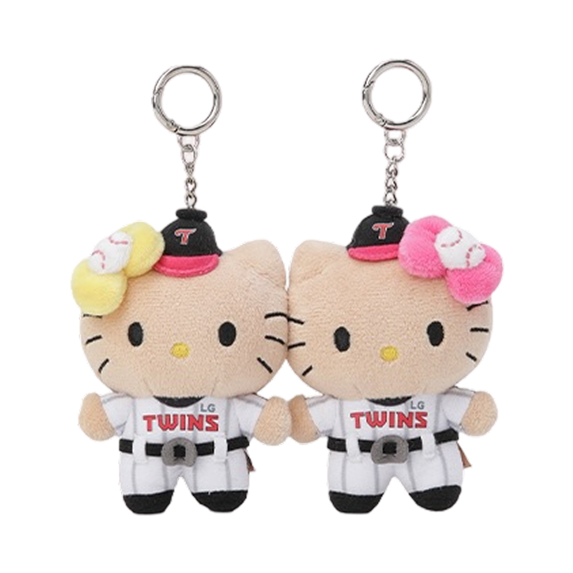 LG 트윈스 x 태닝 헬로 키티 마그넷 인형 키링 세트(LG Twins x Tanning Hello Kitty Magnet Plush Keyring Set)
