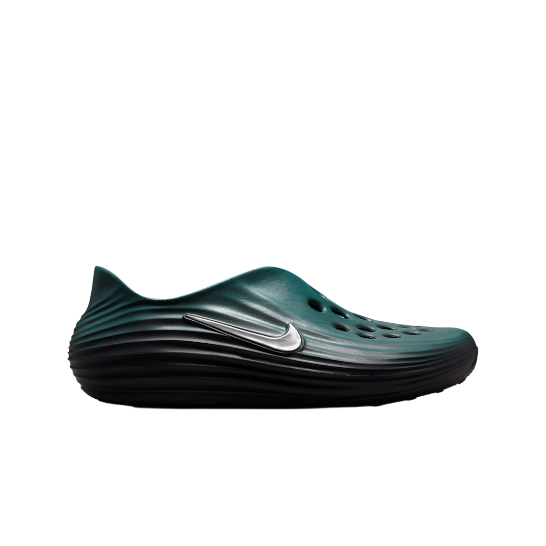 IR1985-384 Nike ReactX Rejuven8 Mineral Slate Off Noir Metallic Silver