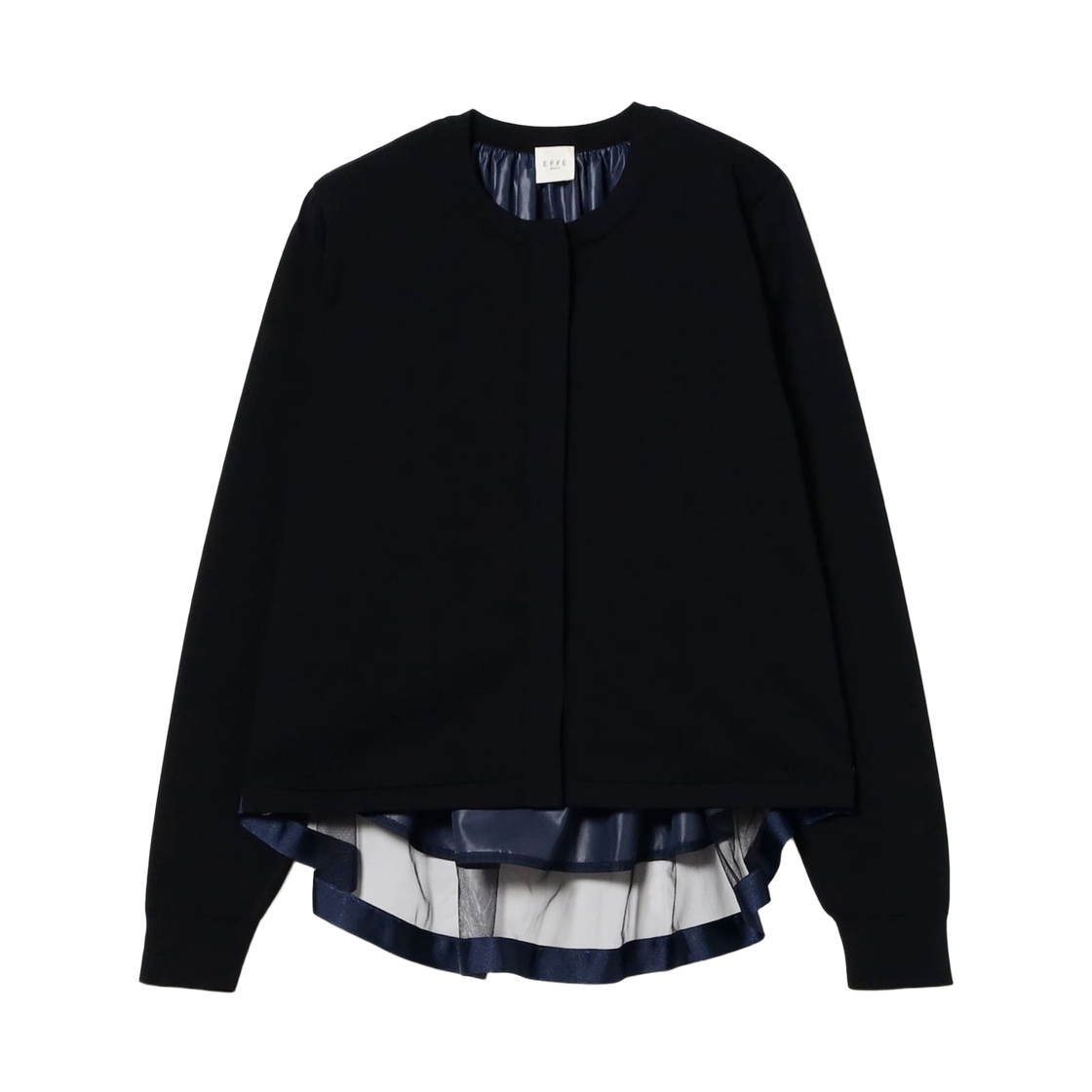 64-15-0620-357 (W) Effe Beams Back Taffeta Cardigan Navy