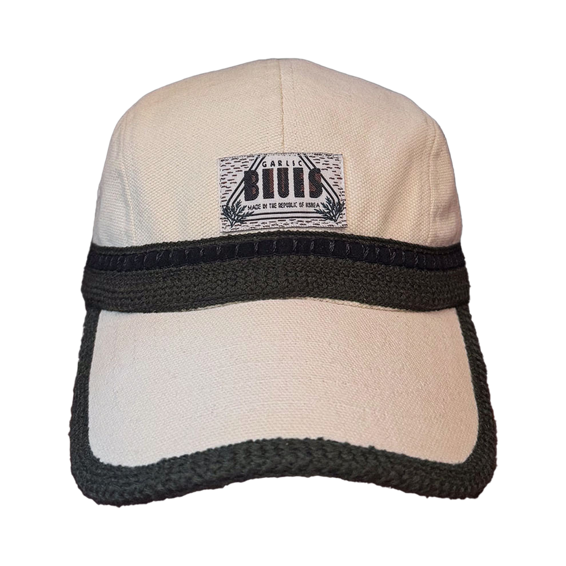 갈릭블루스 카키 불렛 스트랩 캠프 캡 아이보리(GARLICBLUES Khaki Bullet Stripe Camp Cap Ivory)