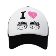 LG Twins x Tanning Hello Kitty Love Twins Trucker Cap White Black