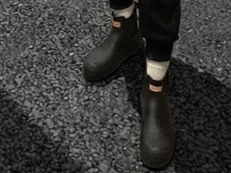 (W) Hunter Play Short Rain Boots Black 착용 스타일