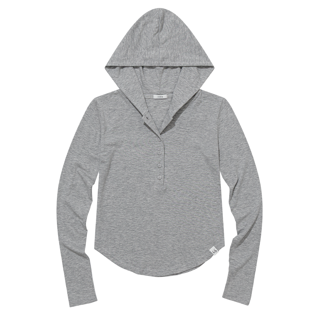 어글리쉐도우 슬림 롱 버튼 후디 탑(그레이)(Uglyshadow Slim Long Button Hoodie Top(Grey))