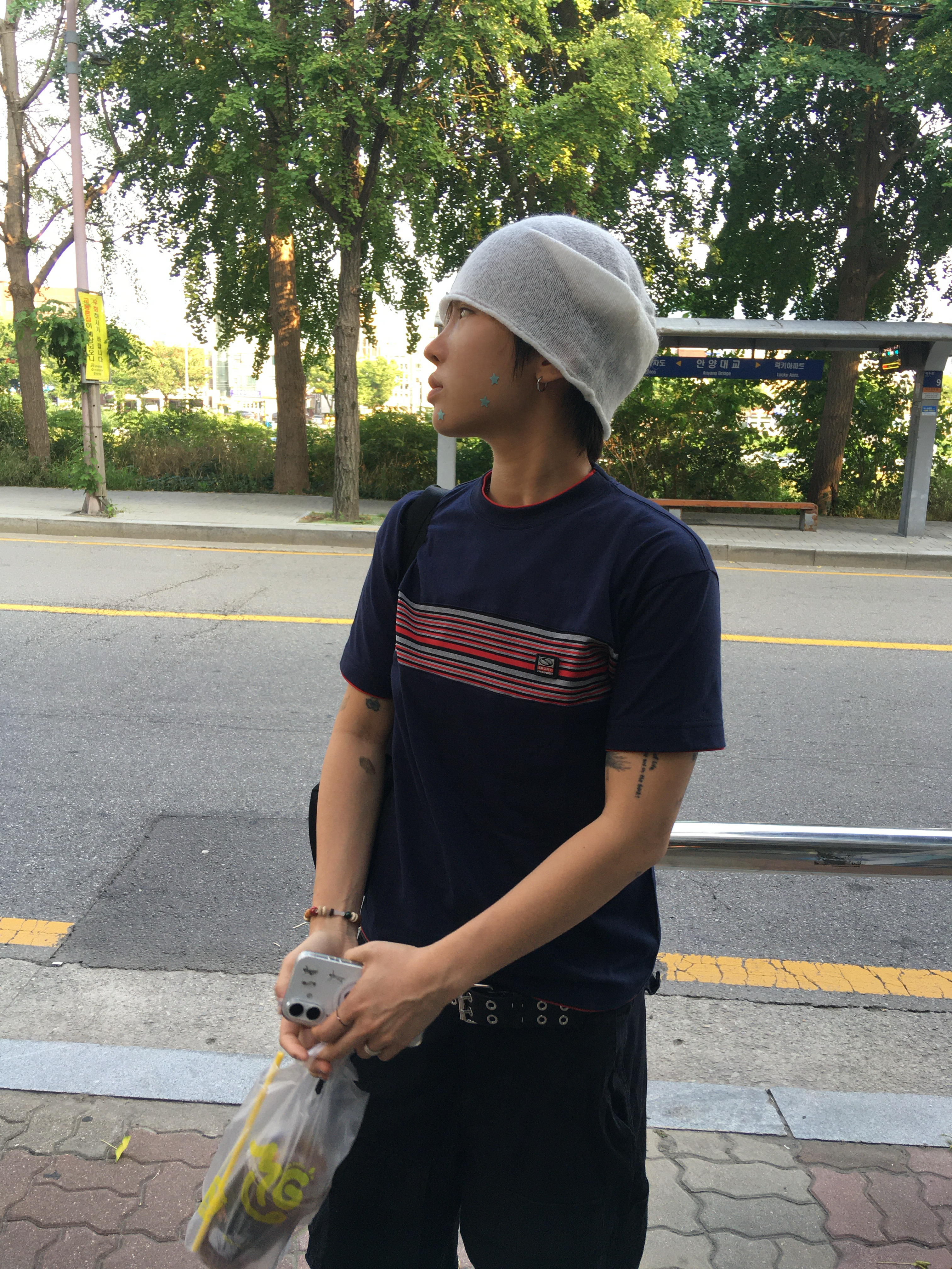 SPORT CHAMBER Spectrum T-shirt NAVY 착용 스타일 - 3