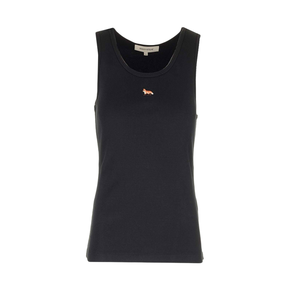[17% 쿠폰] (W) 메종 키츠네 베이비 폭스 립드 탱크탑 블랙([17% 쿠폰] (W) Maison Kitsune Baby Fox Ribbed Tank Top Black)