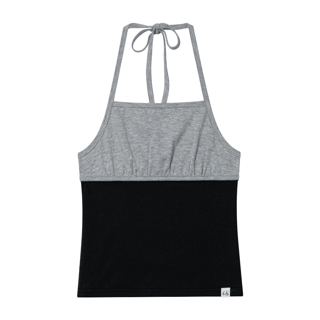 어글리쉐도우 셔링 콘트라스트 탱크 탑(그레이)(Uglyshadow Shirring Contrast Tank Top(Grey))