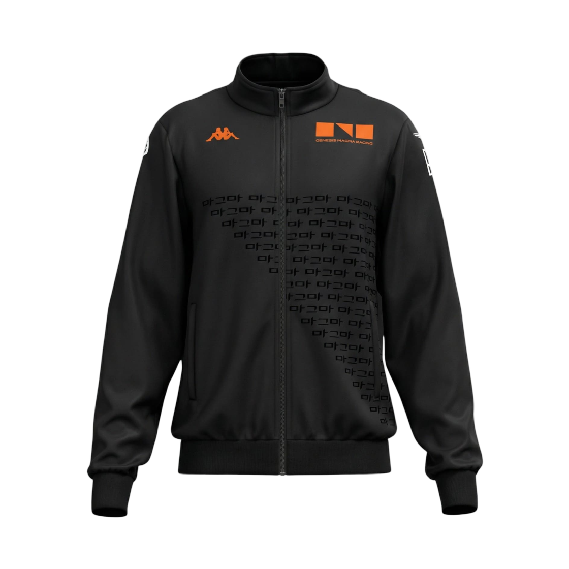 카파 x 제네시스 마그마 레이싱 2026 팀 소프트쉘 자켓 블랙 오렌지(Kappa x Genesis Magma Racing 2026 Team Softshell Jacket Black Orange)