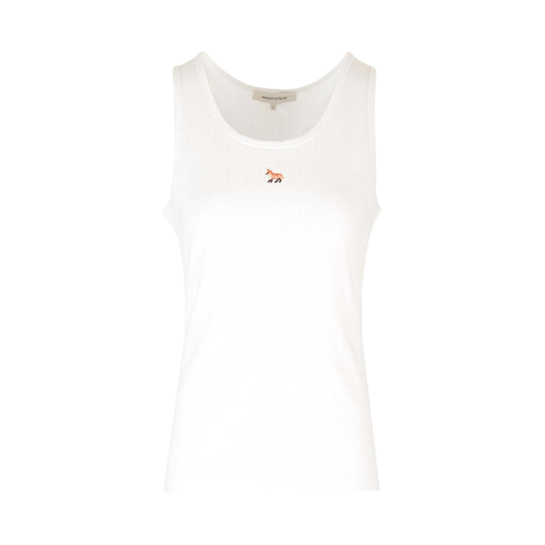 [17% 쿠폰] (W) 메종 키츠네 베이비 폭스 립드 탱크탑 화이트([17% 쿠폰] (W) Maison Kitsune Baby Fox Ribbed Tank Top White) - 1