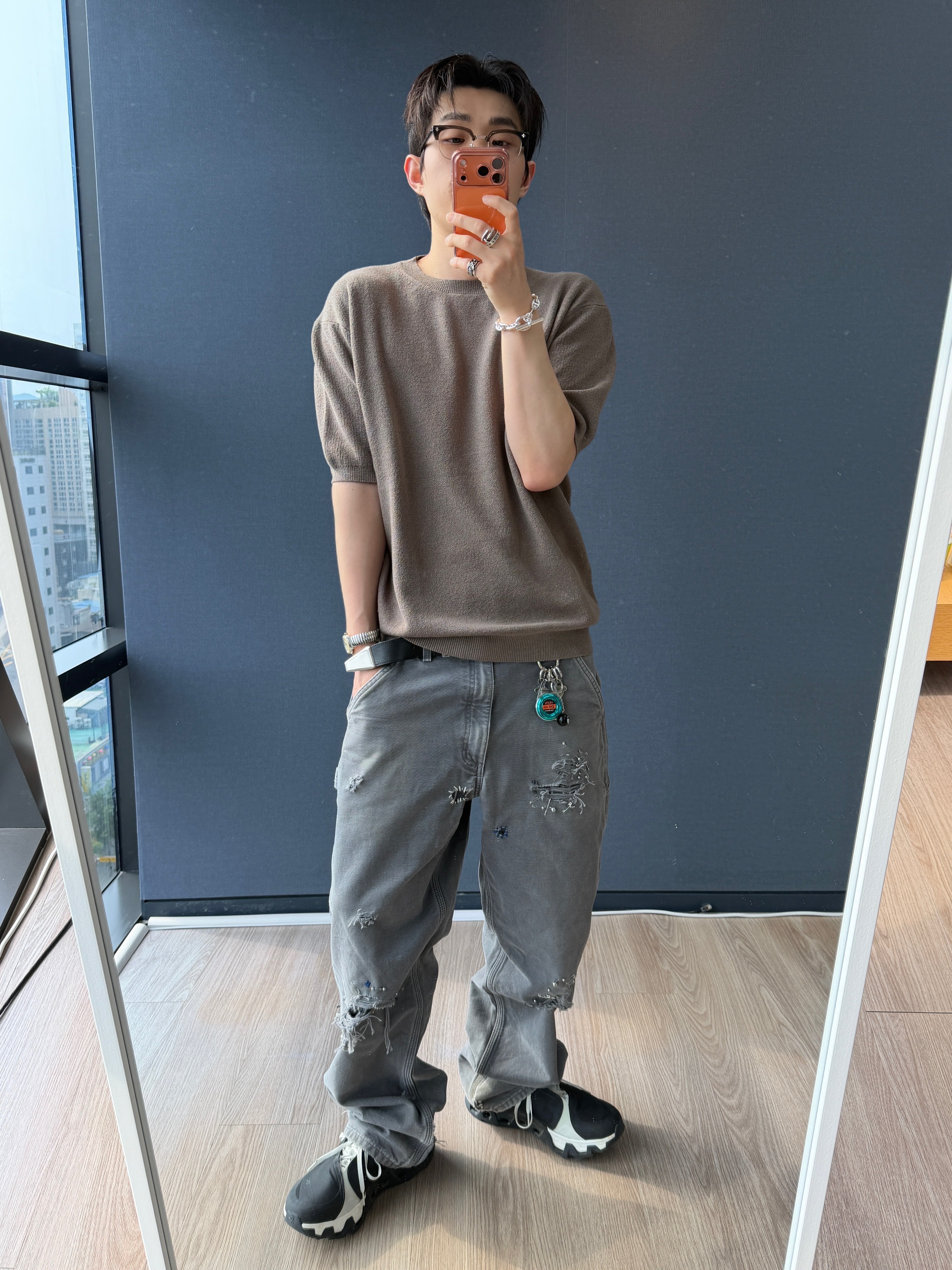 On Running x Post Archive Faction (Paf) Cloudmonster Hyper Black, Hermes Large Chaine D'Ancre Bracelet Sterling Silver 착용 스타일 - 1
