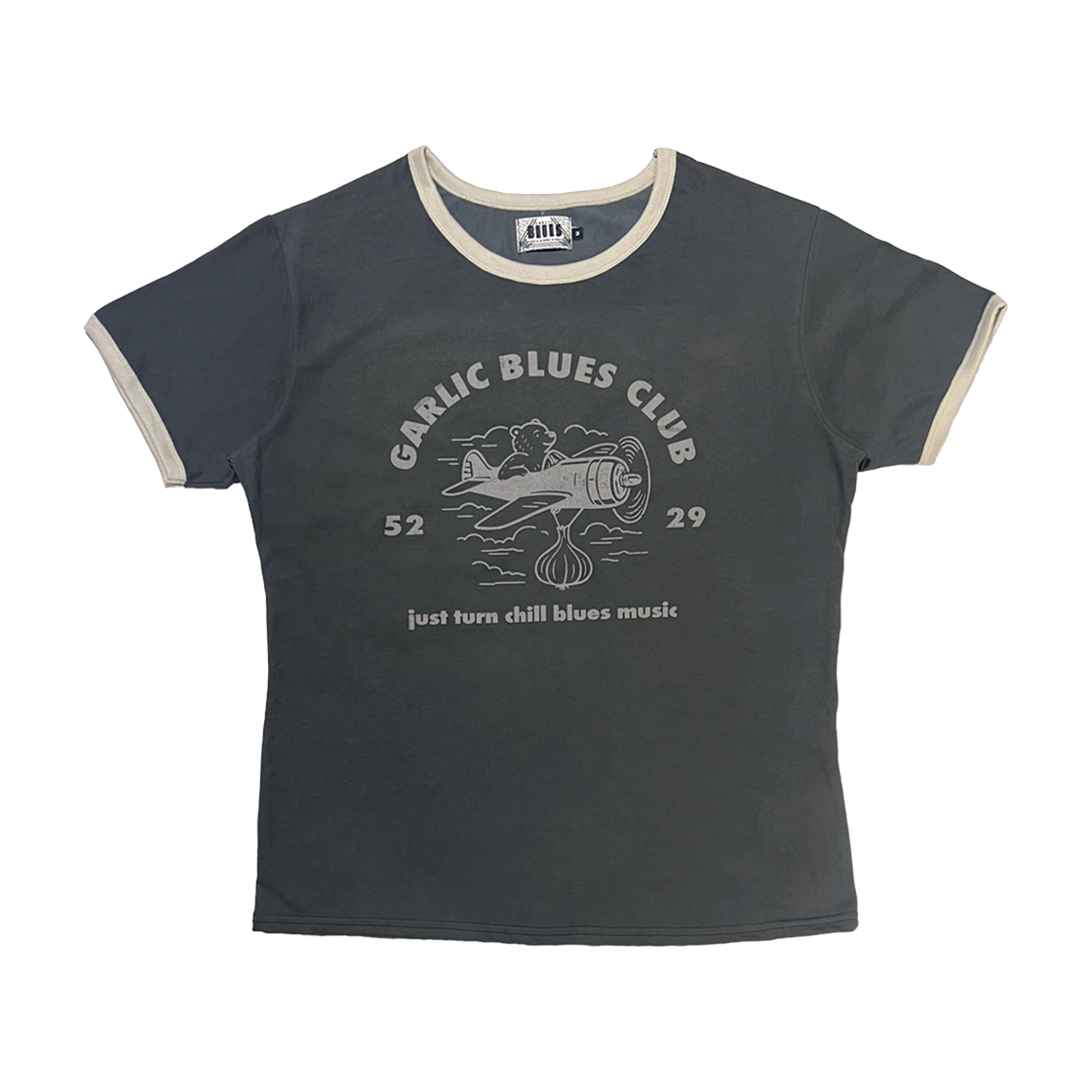 갈릭블루스 03 "플라잉" 링거 티셔츠 차콜(GARLICBLUES 03 "Flying" Ringer T-Shirt Charcoal)