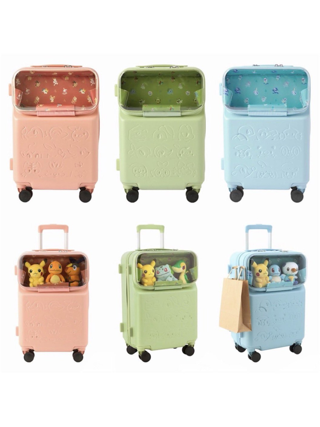Pokemon Center Front Opening Carry-On Suitcase Water Type Pokemon, Pokemon Center Front Opening Carry-On Suitcase Fire Type Pokemon 착용 스타일 - 2
