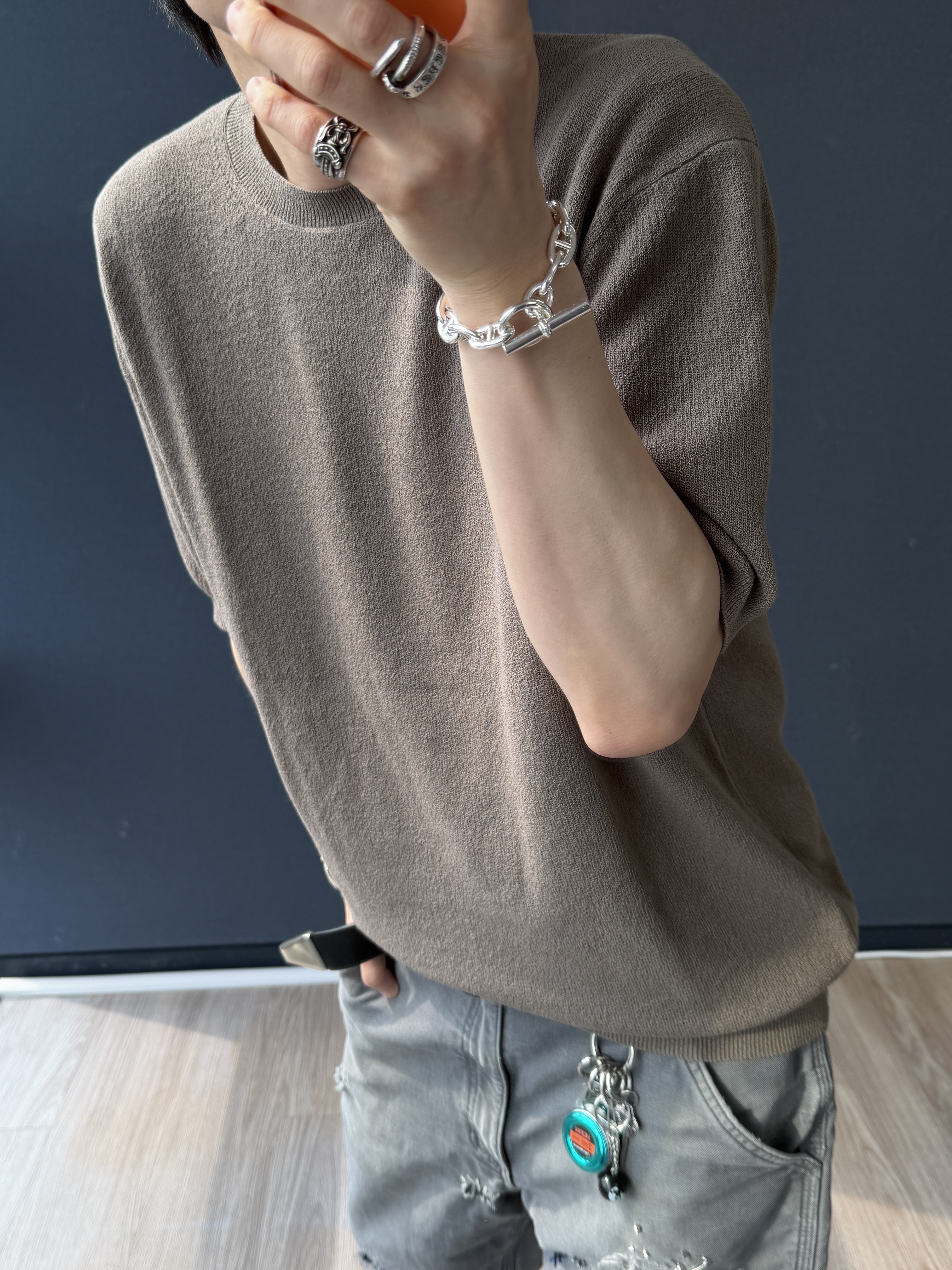 On Running x Post Archive Faction (Paf) Cloudmonster Hyper Black, Hermes Large Chaine D'Ancre Bracelet Sterling Silver 착용 스타일 - 5