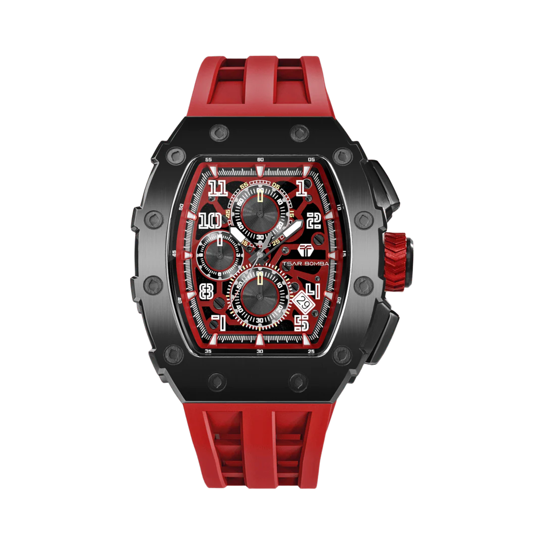 차르봄바 엘리멘탈 크로노그래프 캘린더 쿼츠 워치 TB8204Q-37 블랙 레드(Tsar Bomba Elemental Chronograph Calendar Quartz TB8204Q-37 Black/Red) - 1