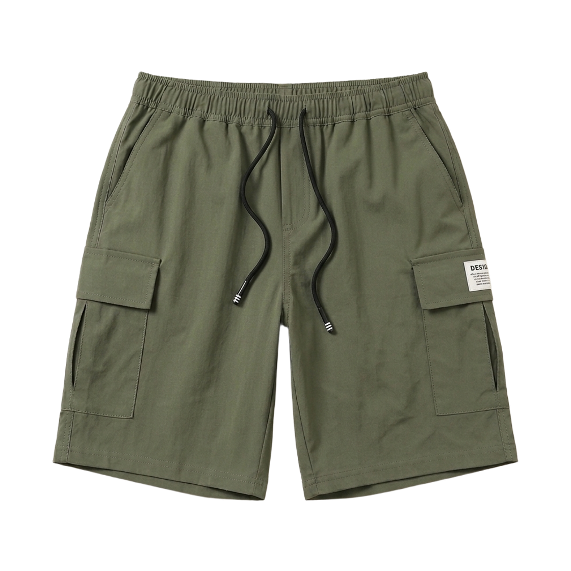 지크립 스트링 밴딩 라벨 플랩포켓 카고 반바지 카키(GCLIP String Banding Label Flap Pocket Cargo Shorts Khaki) - 1