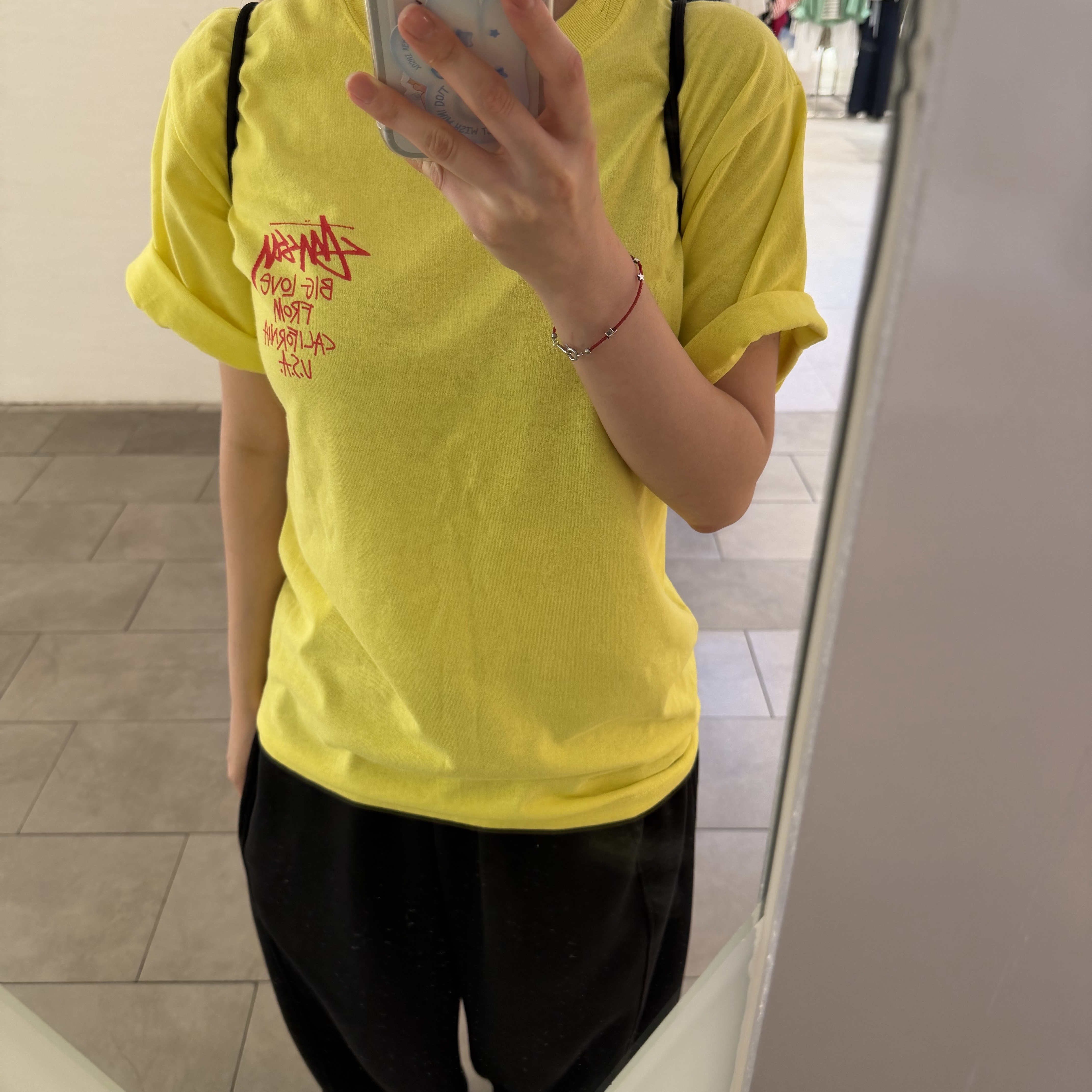 Stussy Big Love T-Shirt Lemon 착용 스타일 - 1