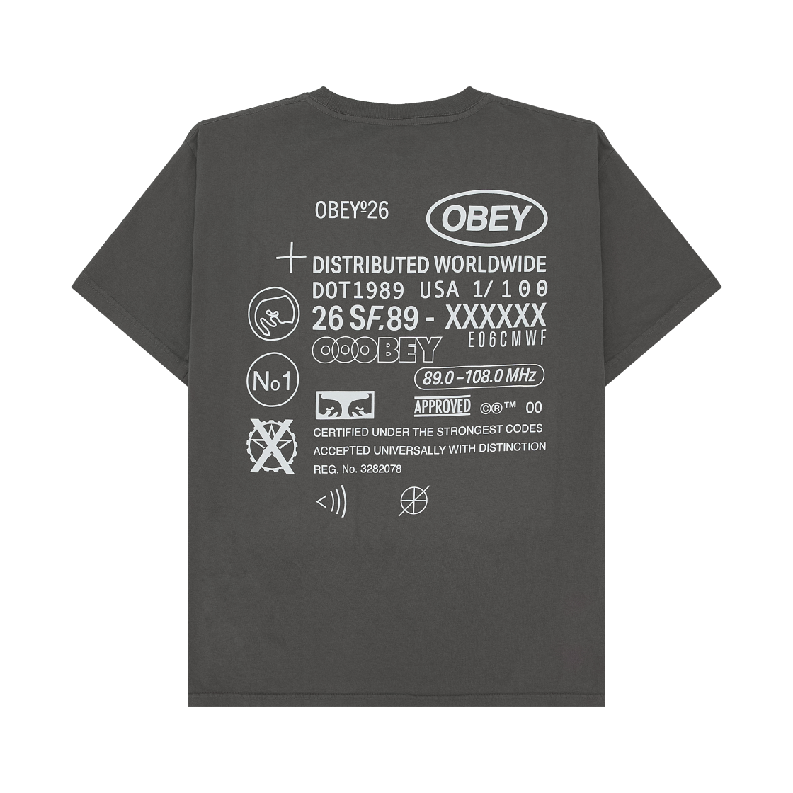 오베이 코드 피그먼트 티셔츠 피그먼트 더스티 블랙(Obey Code Pigment T-Shirt Pigment Dusty Black)