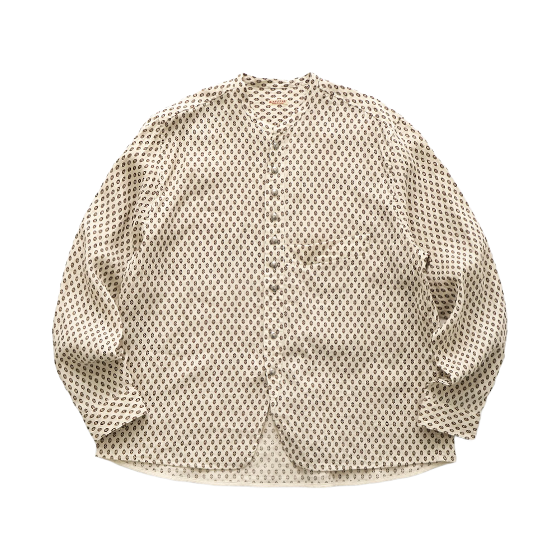 EK-1855 Kapital Linen Chima Pattern Stand Penny Shirt Natural
