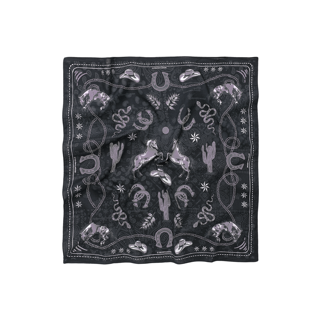 더바이닐하우스 TVH 웨스턴 패턴 반다나 블랙(Thevinylhouse TVH Western Pattern Bandana Black) - 2