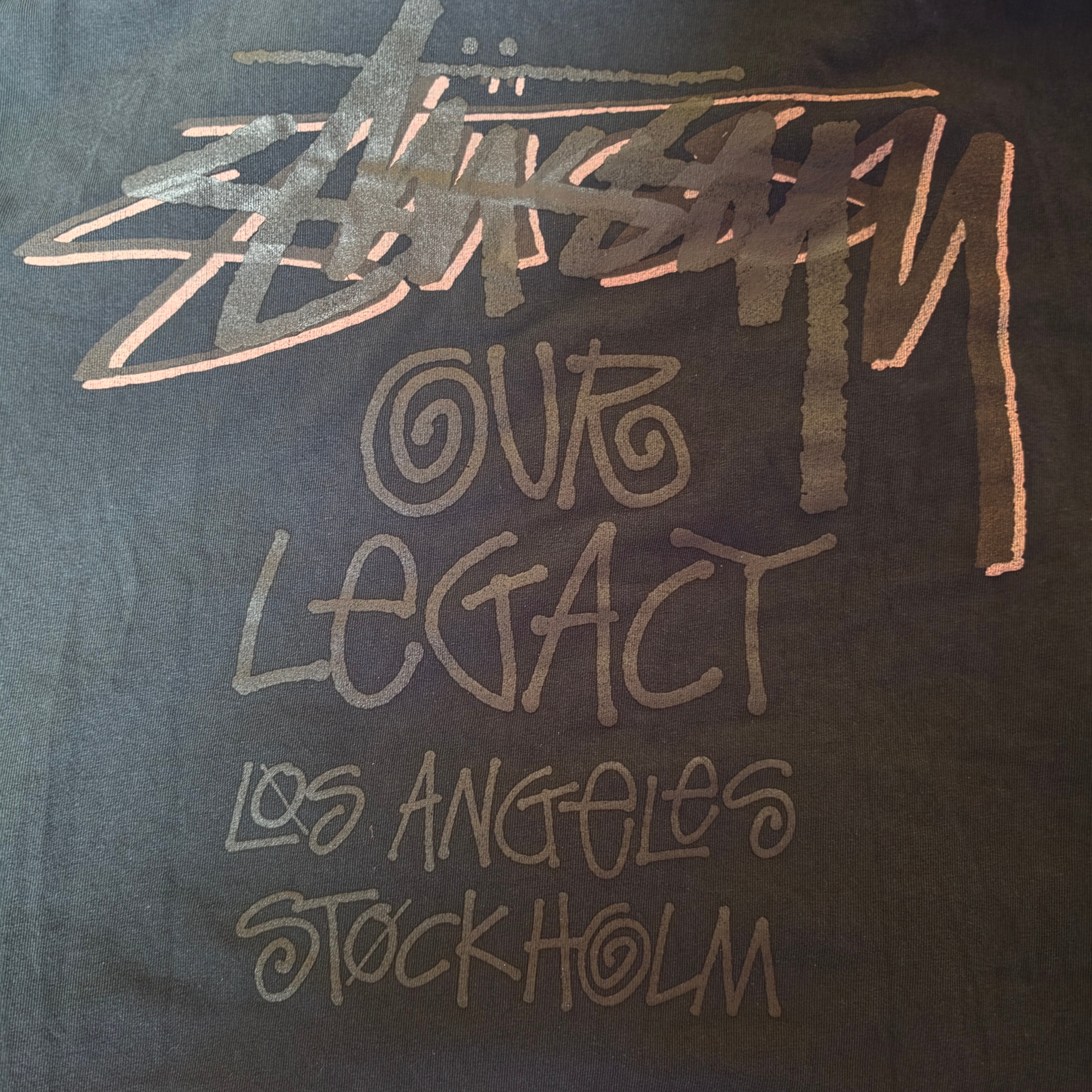 Stussy x Our Legacy Drop Shadow Pig. Dyed T-Shirt Blue Overdyed Black 착용 스타일 - 1