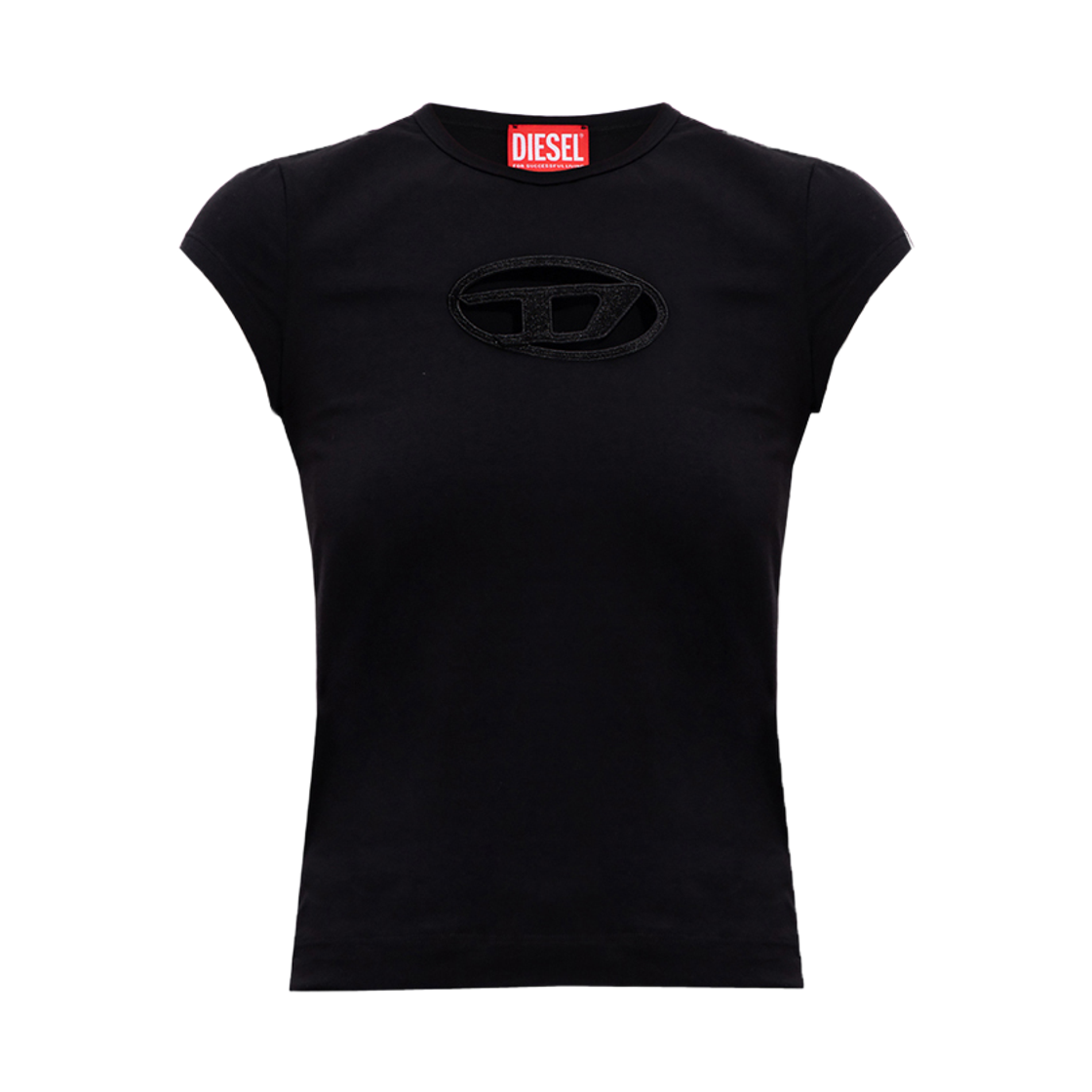 [17% 쿠폰] (W) 디젤 t-안지 피카부 로고 티셔츠 블랙([17% 쿠폰] (W) Diesel T-Angie Peekaboo Logo T-Shirt Black)