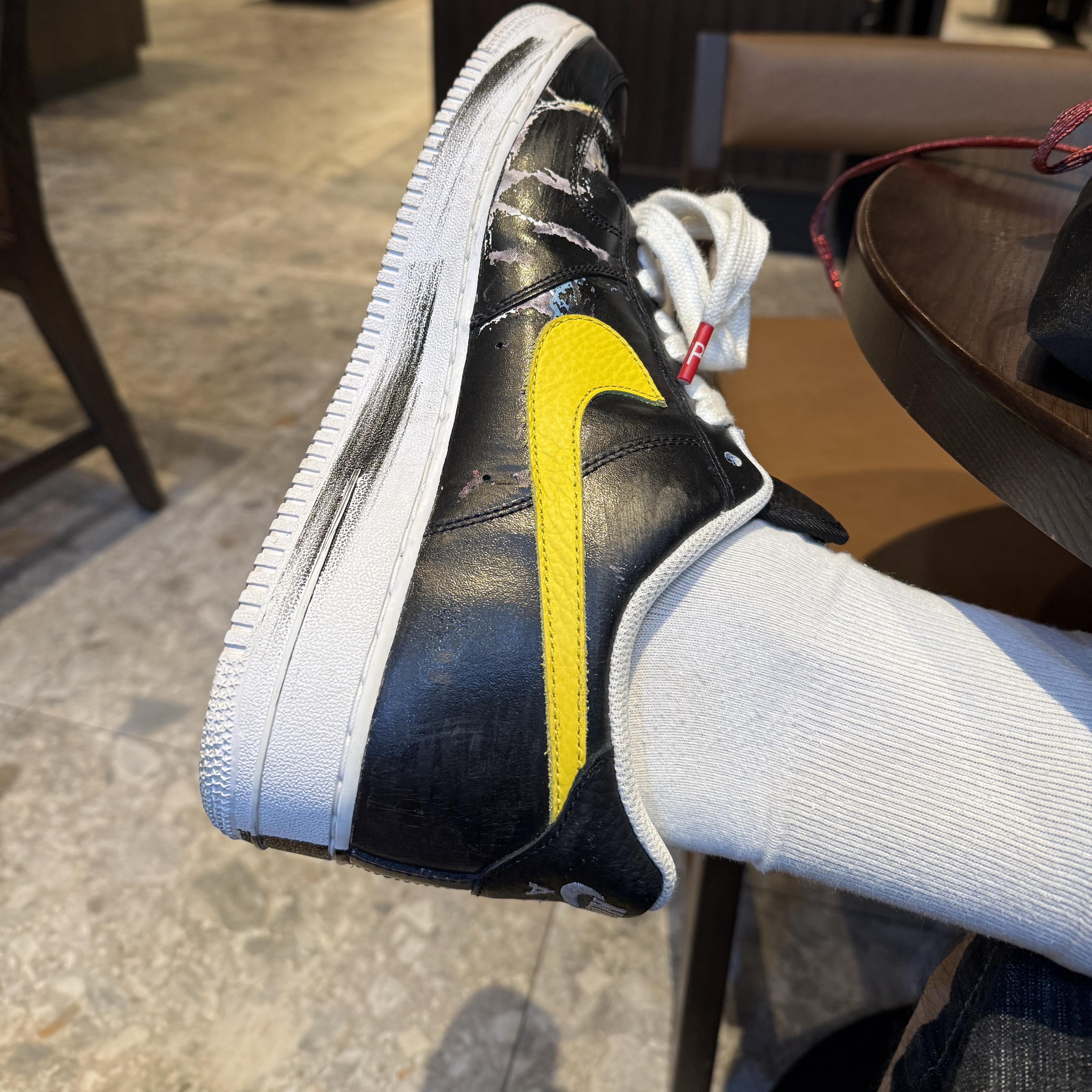 Nike x Peaceminusone Air Force 1 Low Para-Noise 3.0 Black and Multicolor 착용 스타일