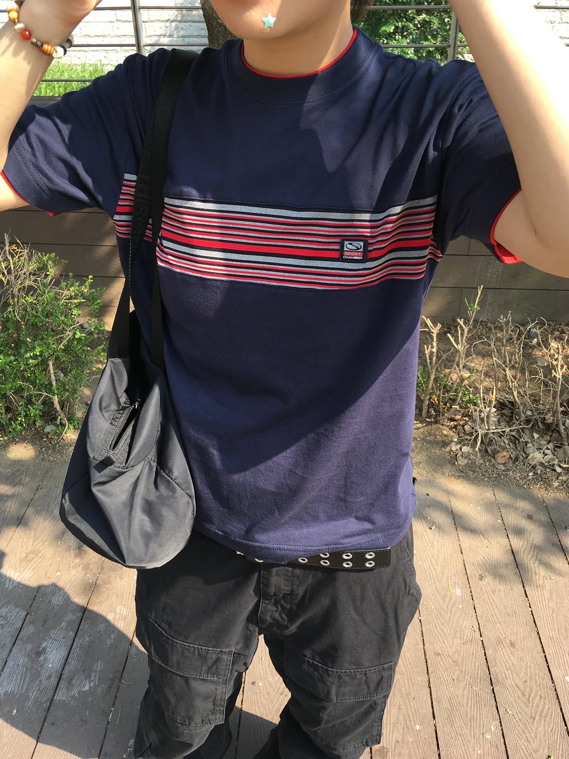 SPORT CHAMBER Spectrum T-shirt NAVY 착용 스타일 - 2