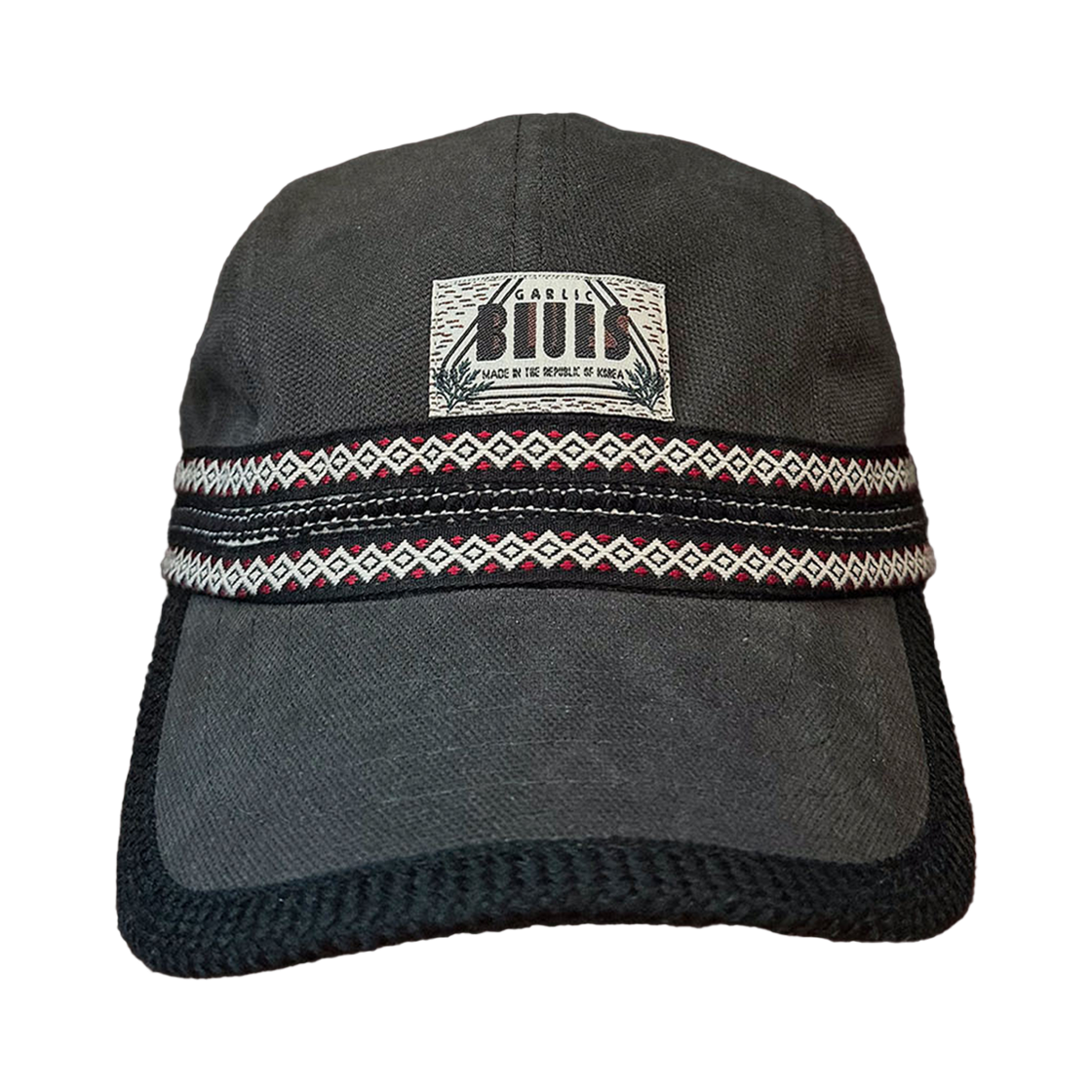 갈릭블루스 트라이벌 자카드 캠프 캡 차콜&레이디버그(GARLICBLUES Tribal Jacquard Camp Cap Charcoal & Ladybug)