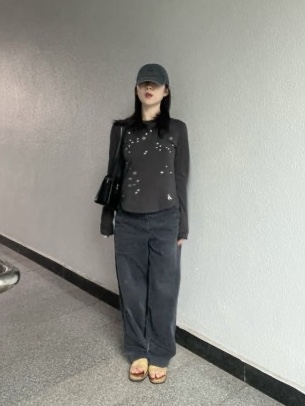 Riomeu Stellance Long Sleeve Charcoal 착용 스타일 - 2