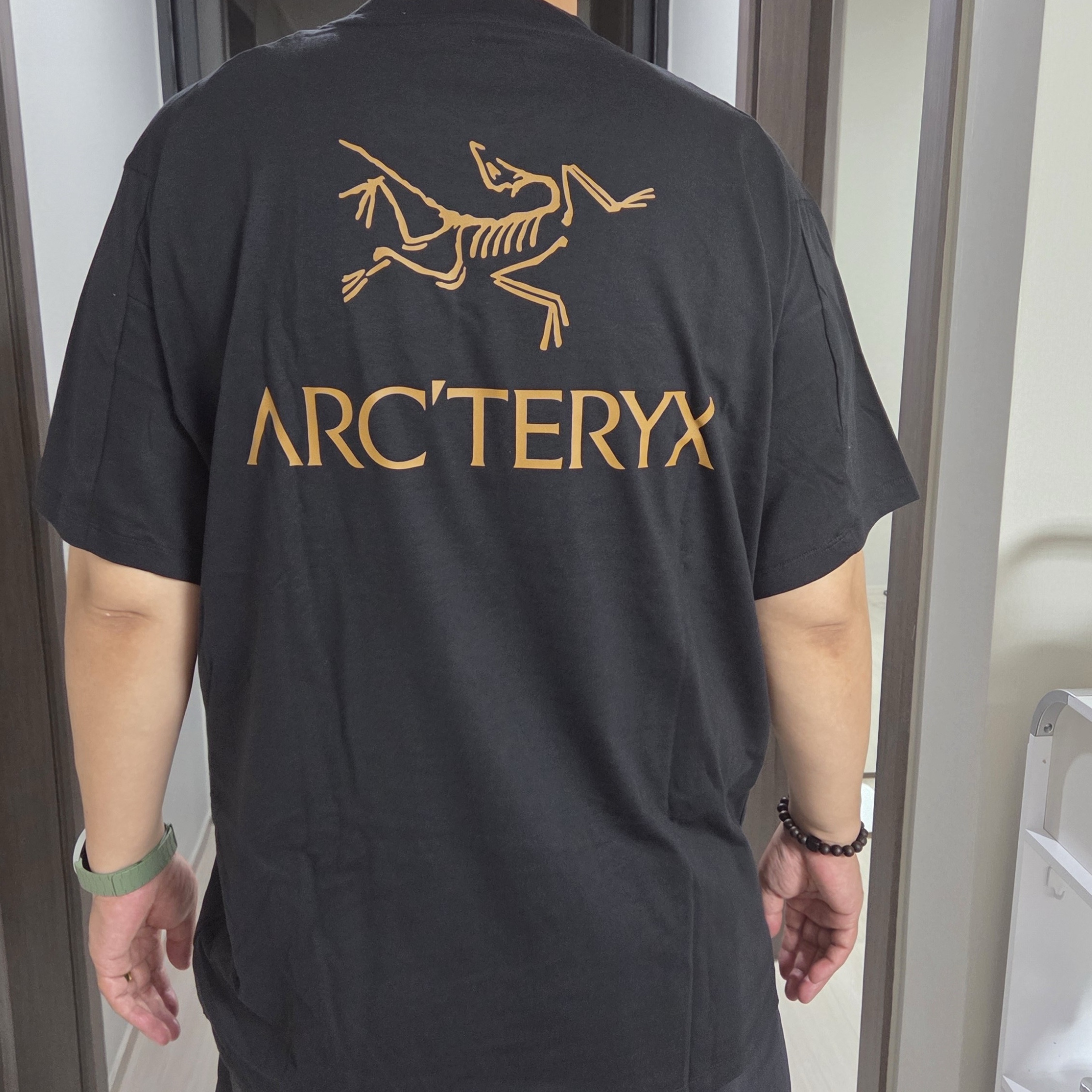 Arc'teryx Kragg SL Cotton Bird Word SS T-Shirt 24K Black 착용 스타일