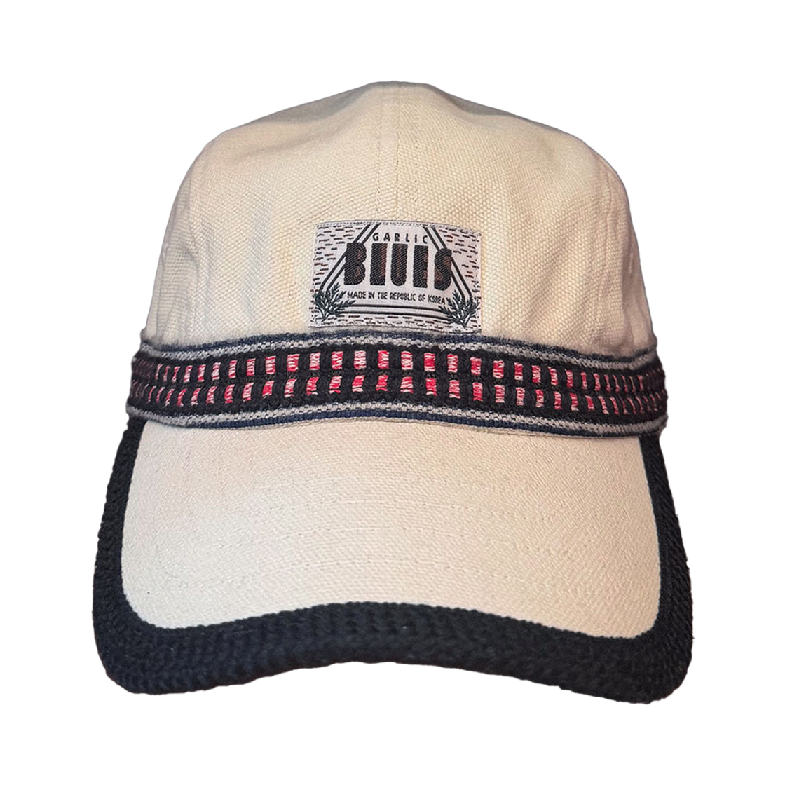 갈릭블루스 레드 불렛 스트랩 캠프 캡 아이보리(GARLICBLUES Red Bullet Stripe Camp Cap Ivory) - 1