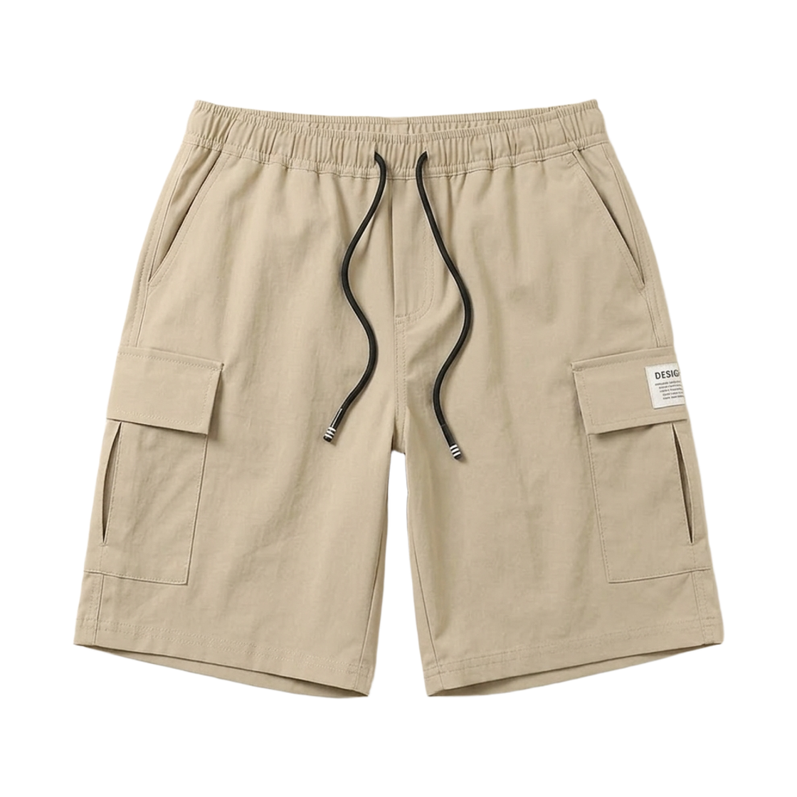 지크립 스트링 밴딩 라벨 플랩포켓 카고 반바지 베이지(GCLIP String Banding Label Flap Pocket Cargo Shorts Beige)