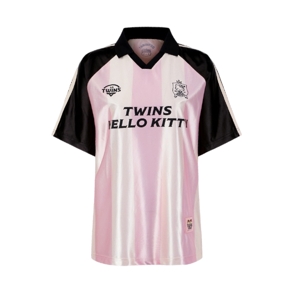 LG 트윈스 x 태닝 헬로 키티 스트라이프 카라 져지 핑크 블랙(LG Twins x Tanning Hello Kitty Stripe Collar Jersey Pink Black) - 1