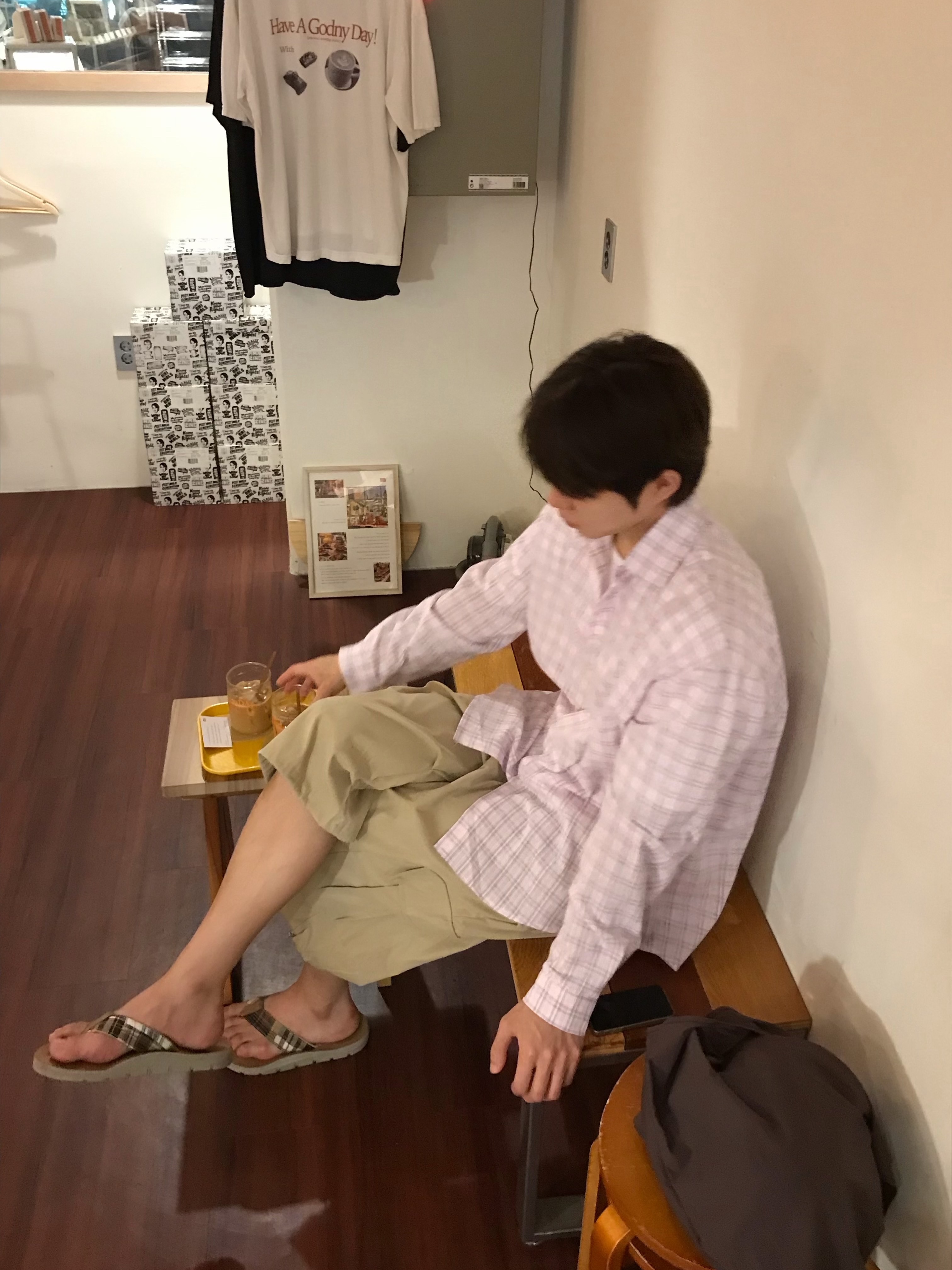 Island Slipper Madras Deck Slide Tan Madras 착용 스타일 - 1