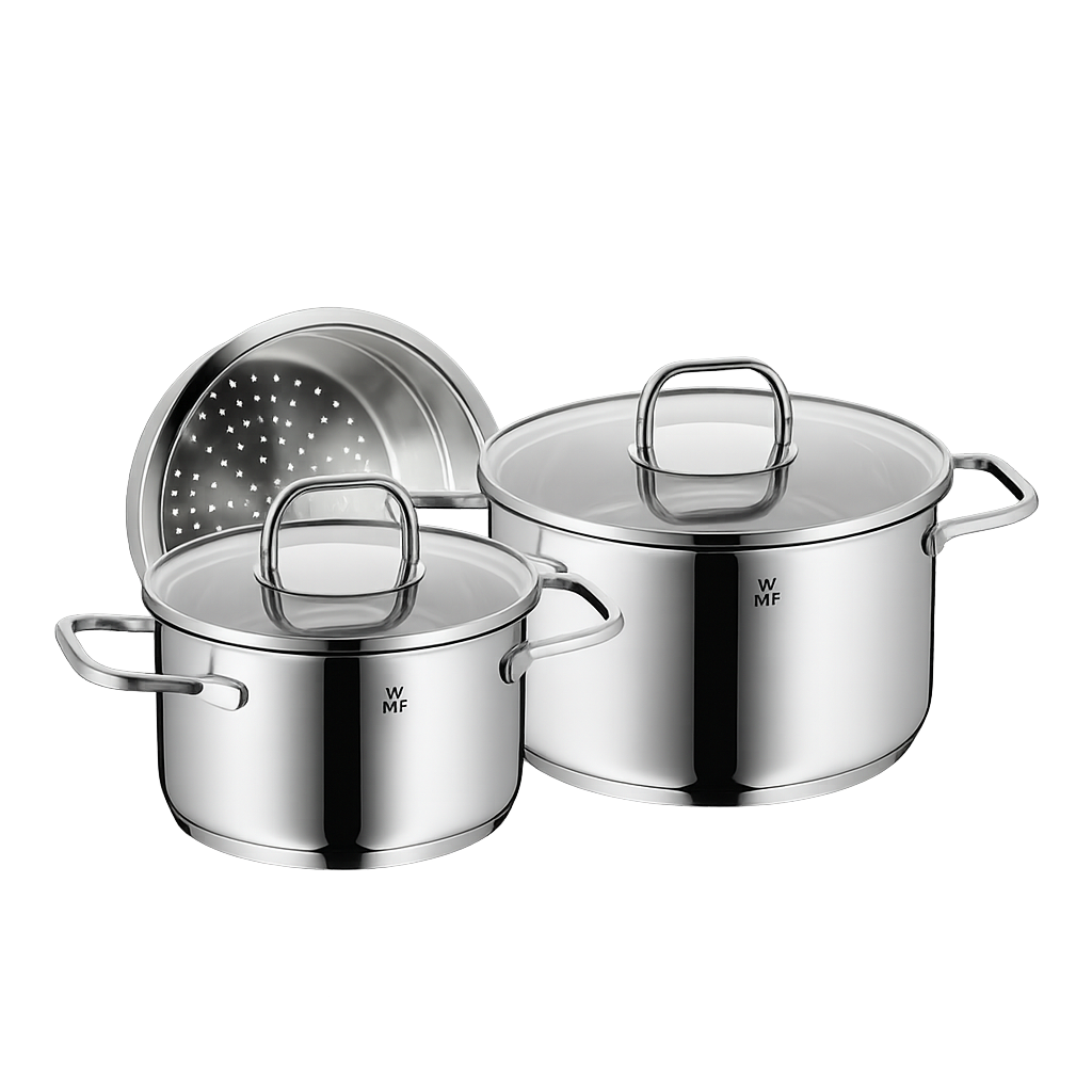 WMF NEW사피르 냄비 2종(16L+20H)+찜기(WMF New Saphir 2‑Piece Pot Set (16cm Low Pot + 20cm High Pot) + Steamer) - 1