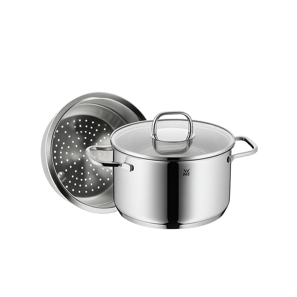 더블유엠에프 NEW사피르 냄비 높은 양수 냄비 20cm+찜기 세트(WMF New Saphir High Casserole Pot 20cm + Steamer Set)