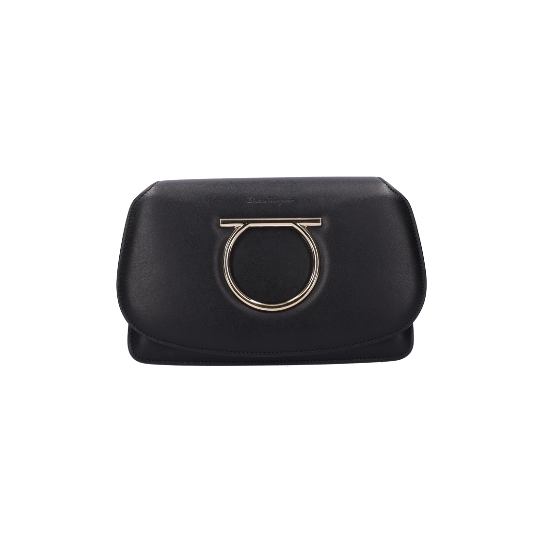 ITGOK43IBBEA Ferragamo Gancini Mini Bella Flap Crossbody Bag in Black Calfskin