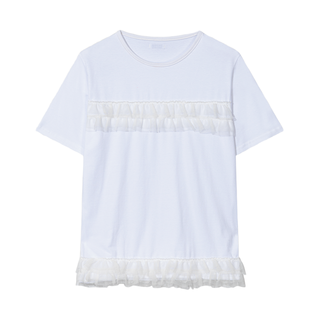 어글리쉐도우 프릴 캉캉 티셔츠(화이트)(Uglyshadow Frill Cancan T-Shirt(White))