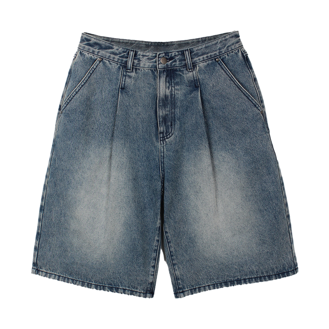 지크립 원턱 버뮤다 데님 쇼츠 하프 반바지 라이트블루(GCLIP One-Tuck Bermuda Denim Shorts Half Pants Light Blue)